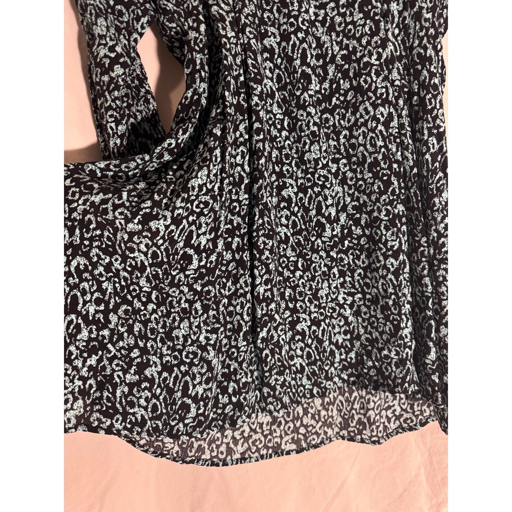 Zara Blue & Black Leopard Print Wrap Mini Dress Women's XS 3/4 Sleeve - Picture 5 of 5